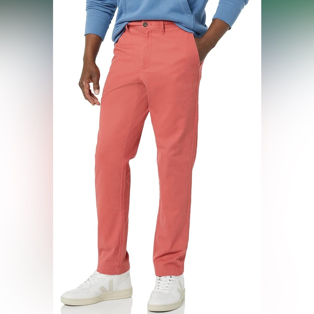 Amazon Essentials Athletic-Fit Casual Stretch Chino Pant Men's in Salmon